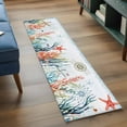 thumbnail image 4 of Summer Coastal Washable Runner Rugs 2'x6', Ocean Coral Seaweed Low Pile Throw Entryway Rug Non-Slip Sturdy Edge Binding Carpet for Indoor Bedside Entrance Bedside, 4 of 9