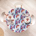 thumbnail image 4 of Ambesonne Sacred Fitted Round Tablecloth, Psychedelic Eyes Rainbow, 56"- 60" Diameter, Dark Magenta and Vermilion, 4 of 5