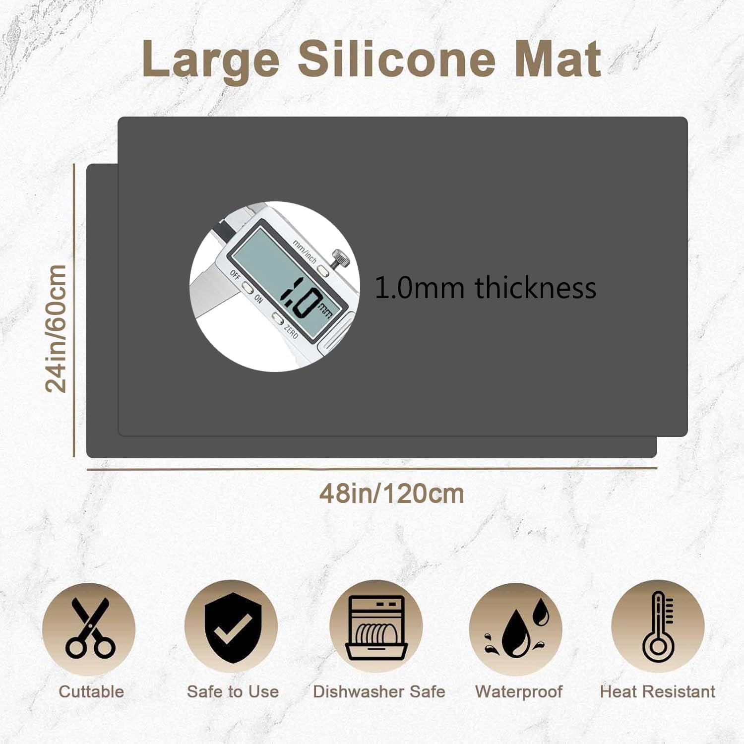 Large 36"x24" Silicone Mats for Kitchen Counter, Heat-Resistant Non-Slip Countertop Protector and Waterproof Craft Mat, 2-Pack (Semitransparent)
