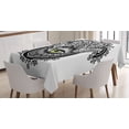 thumbnail image 1 of Ambesonne Evil Eye Tablecloth Rectangular Table Cover, Vivid Swirled Floral, 60"x90", Yellow White and Black, 1 of 4