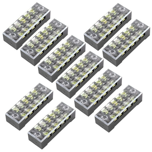 10Pcs Dual Row 5P Screw Barrier Terminal Block Strip Connector 600V 15A