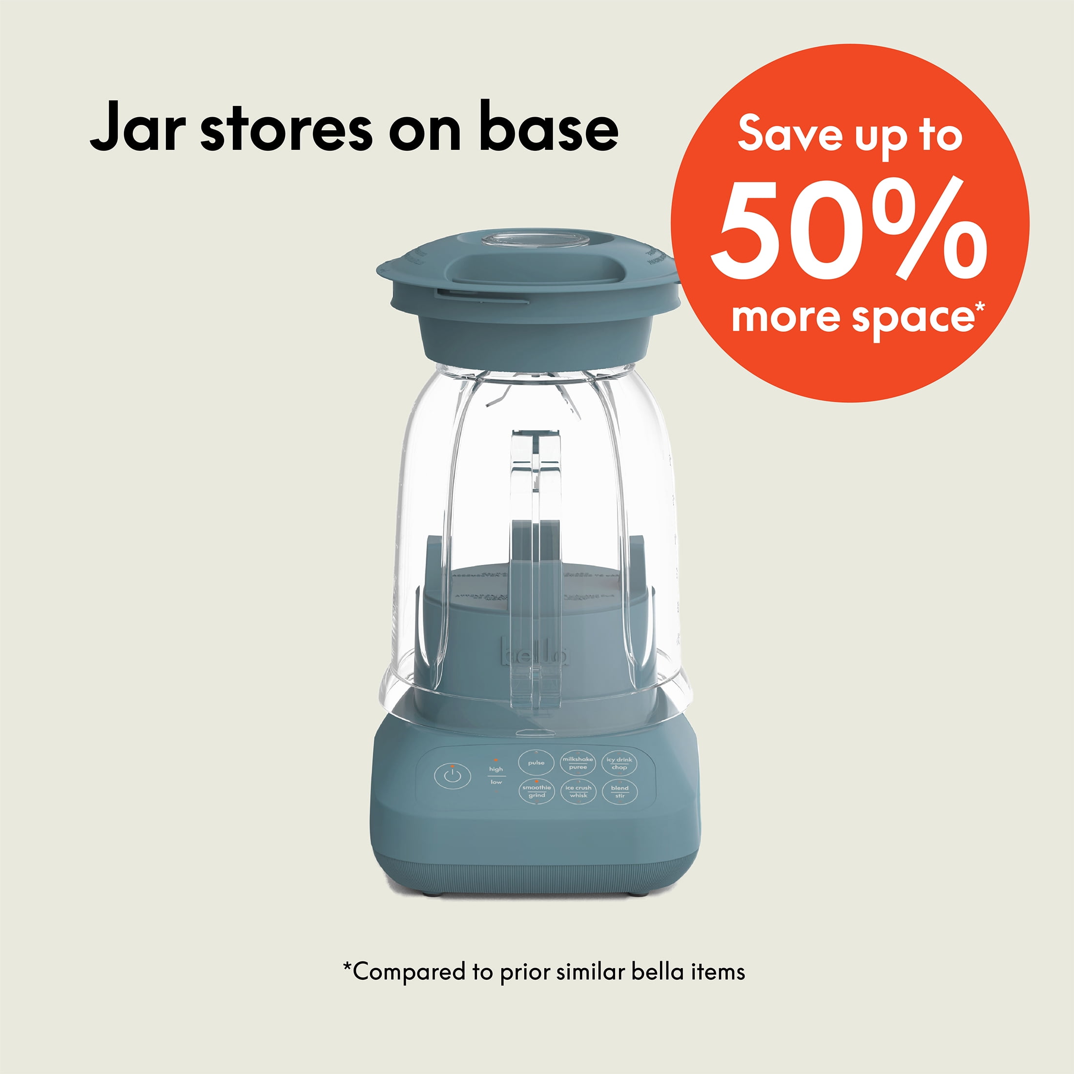 bella 10 Speed Countertop Blender, 48 oz Dishwasher Safe Pitcher, Juicer & Smoothie Maker with Fits-Anywhere™ Slim Flip & Store Design, Stainless Steel Blade, Surf