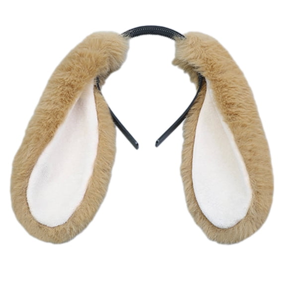 TUWAFE Bunny Ear Headbands for Women, Plush Drooping Rabbit Hair Accessories, Vibrant Cosplay and Everyday Hair Hoop, Brown