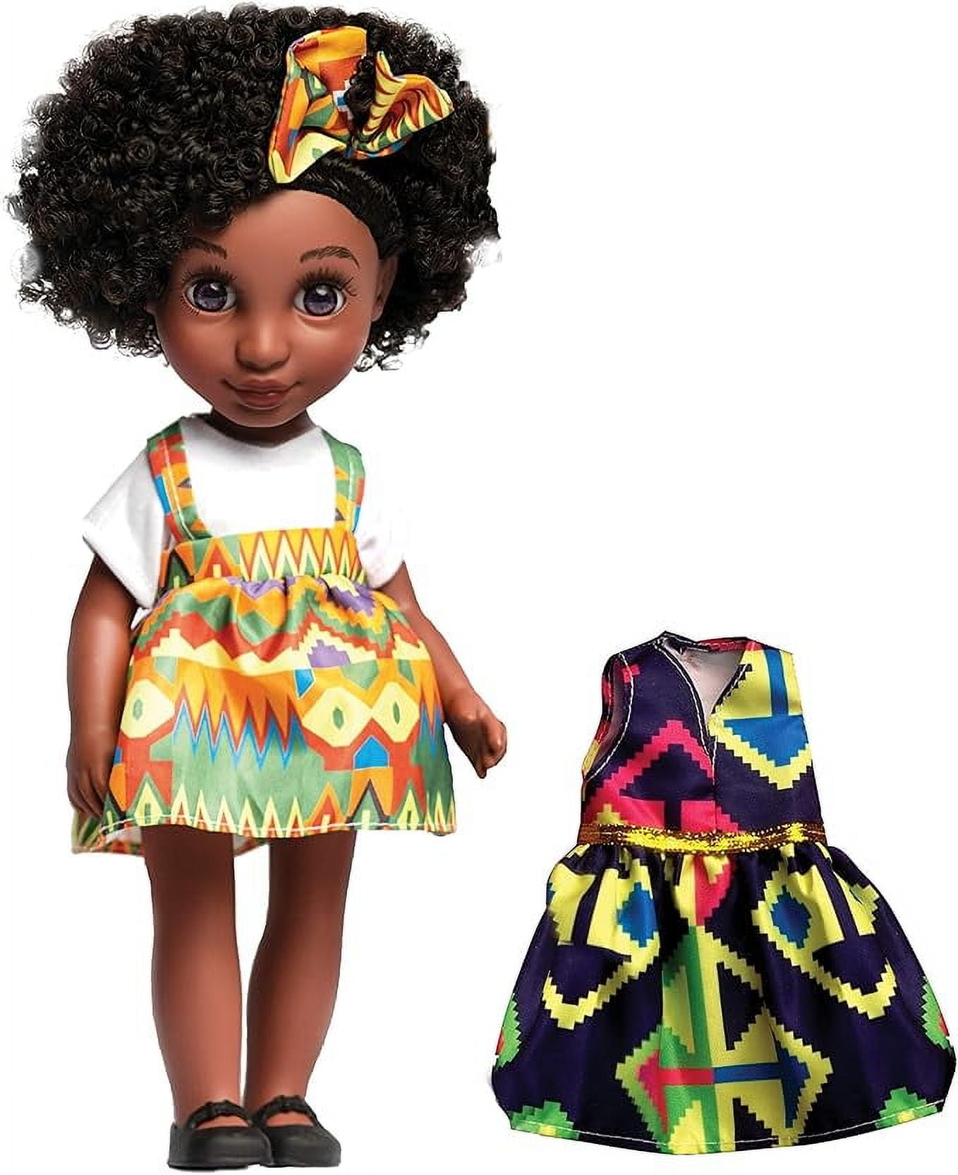 African American Barbie Doll with Realistic Natural Hair, Fashion Style and Accessories for Age 3+ by NaimaDolls