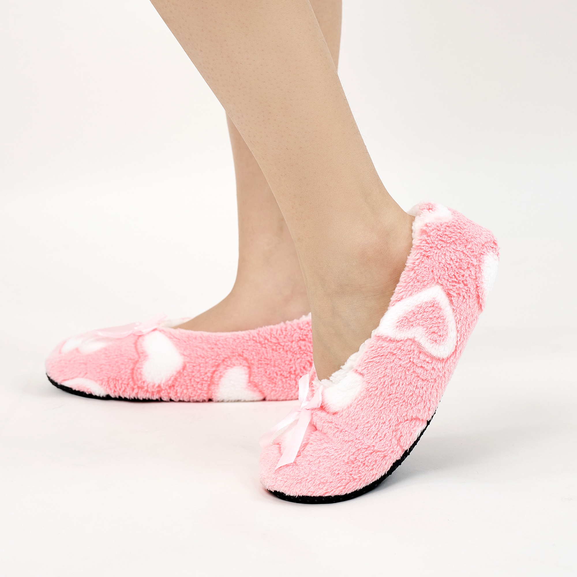 Ecetana Women's Fuzzy House Slippers with Heart Print photo 6