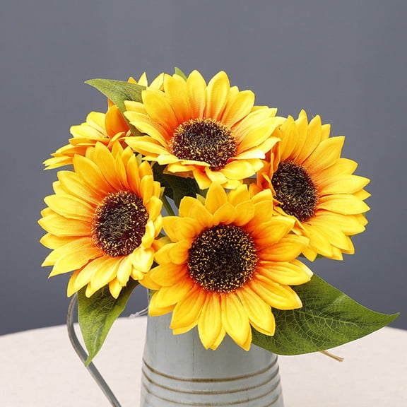 Soimiss Fake Floral Arrangement Bridal Bouquet Yellow Fabric 1Pack