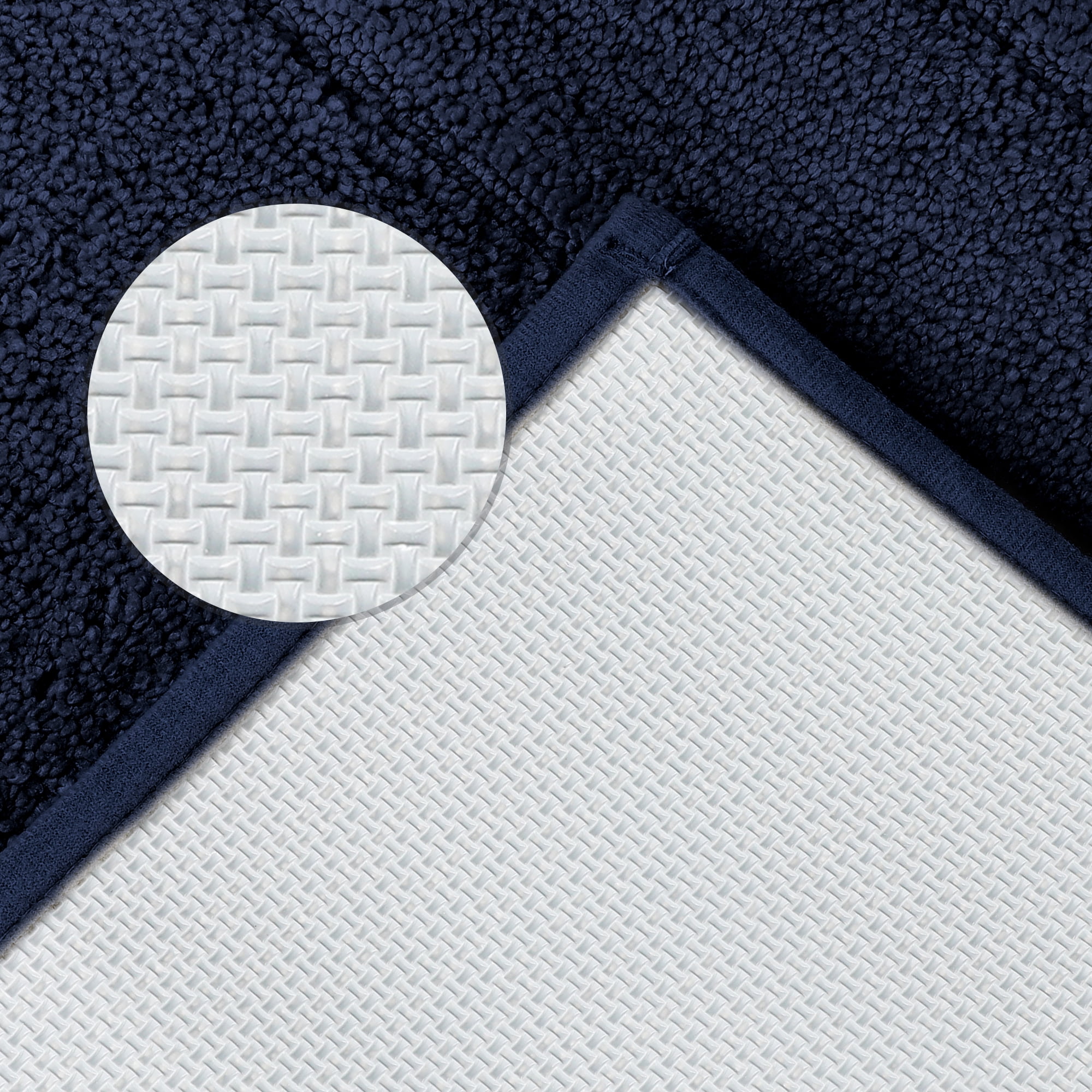 Unique Bargains Geometry Bathroom Rug Mat Soft Absorbent Non-Slip Comfortable Bath Rugs Dark Blue 16" x 24"
