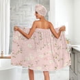 thumbnail image 5 of 3-Piece Bathroom Towel Set with Bath Towel, Quick-Dry Hair Cap and Hair Turban for Bath Yoga Beach Cute Floral Pastel, 5 of 6