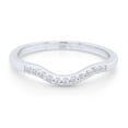 thumbnail image 2 of AFFY 0.06CT Natural Diamond Curved Wedding Band Ring 14k White Gold over Sterling Silver-13, 2 of 6