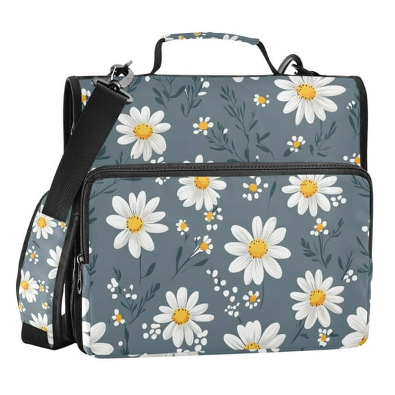 ALAZA Zipper Binder Daisy Floral 3 Ring Trapper Keeper File Folder Organizer Bag