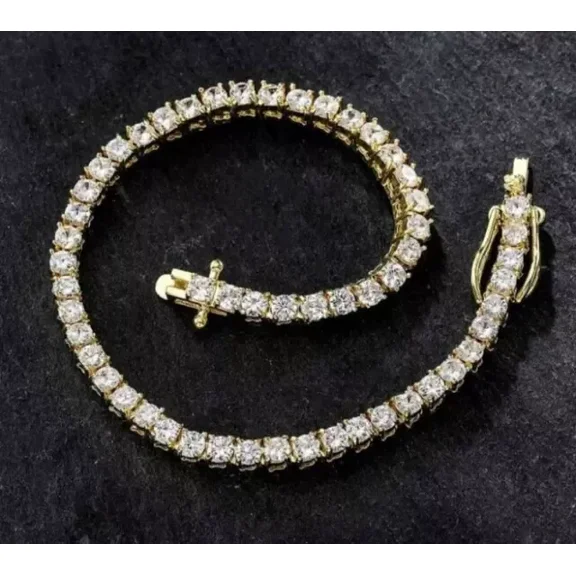 6ct Round Cut Lab Created Diamond 3mm Tennis Bracelet 14k Yellow Gold Plated
