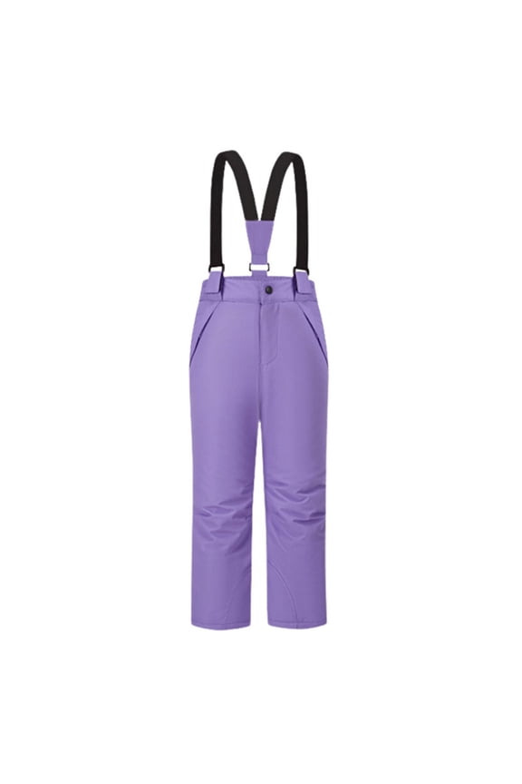 Casual Thickened Warm Boys and Girls Pants Winter Rompers Style Pants 02_Purple,110