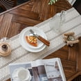 thumbnail image 2 of Macrame Table Runner 71 x 12 Inches Tassels Boho Cream Cotton Table Runner, 2 of 7