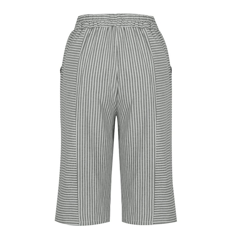 APEXFWDT Women's Long Casual Shorts Knee Length Striped