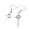thumbnail image 1 of Par de acero Inoxidable Plata Cruz Crucifijo Cuelga Gancho Pendiente Studs Punk Fernando Pendientes colgantes Cruz con anillo Estilo liso Plata 1 par, 1 of 6