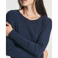 thumbnail image 4 of Real Essentials 4-Pack: Women's Long Sleeve Ribbed Knit Cotton Crew Neck Crop Top Shirt - (Available in Plus), 4 of 6