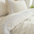 thumbnail image 3 of Move Over White Hollow Square Tassel Duvet Cover Set Queen Tufted Tassel Bedding Sets Solid White Pattern Washed Microfiber No Filling, 3 of 8