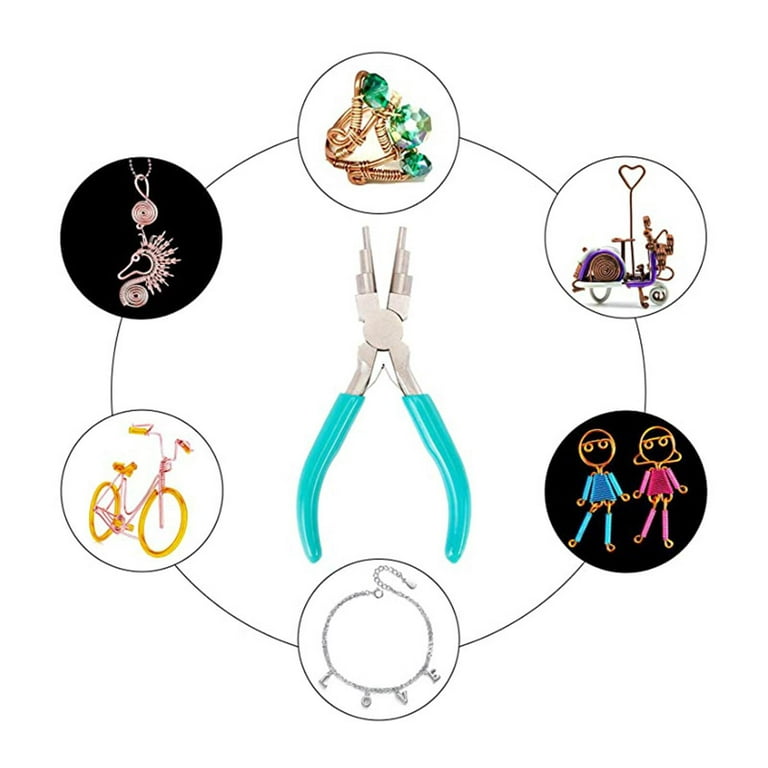  6 In 1 Bail Making Pliers, Coolrunner 6 Step Wire Looping Pliers  With Anti Slip Handle Bail Making Pliers for Jewelry Making Wire Bending  Tool for Bending 3-10mm Bails, Loops, Hooks