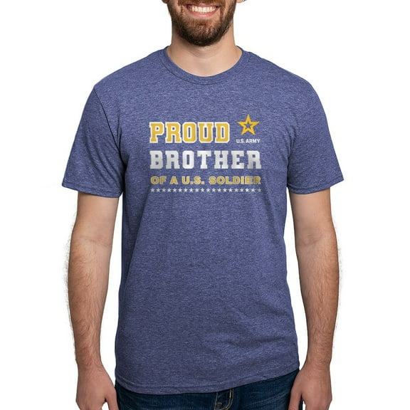 CafePress - Proud Brother Of A Soldier White And Gold T Shirt - Mens Tri-blend T-Shirt