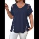thumbnail image 2 of Blusas Tipo Túnica de Corta para Mujer, con Escote en V Recortado, Elegantes, Informales, Holgadas y Largas Azul Marino 4XL, 2 of 7