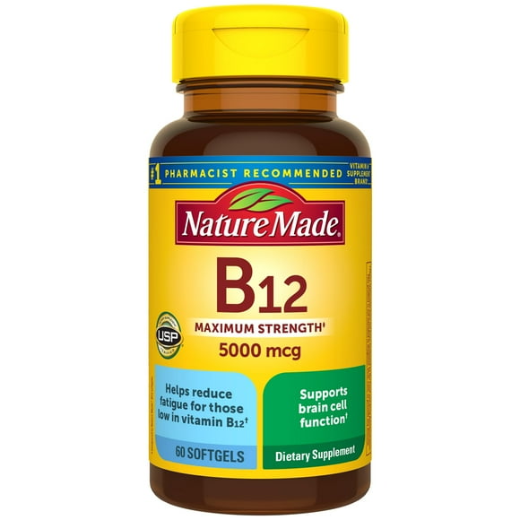Suplemento de vitamina B12 Nature Made 5000 mcg 60 cápsulas blandas