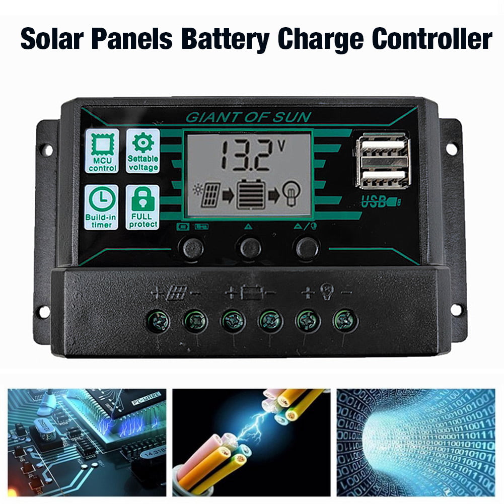 Color : 20A LCD Display Double USB Port Solar Charge Controller and 18V 20W Solar Panel 10A/20A/30A/40A/50A/60A 12V 24V