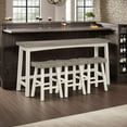 thumbnail image 2 of Casy 4pc Counter Height Table Set- 3 Contour Stools- White Brown Wood, 2 of 6