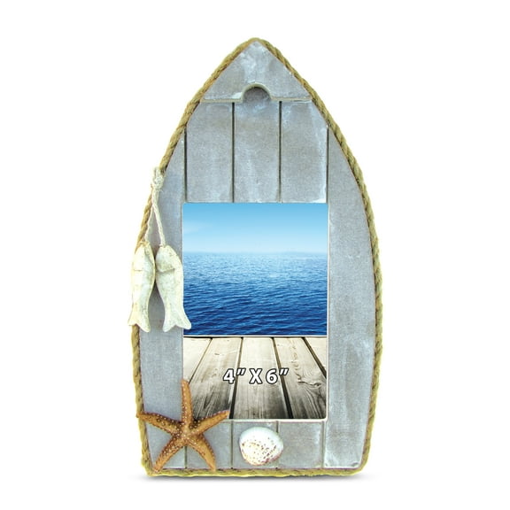 CoTa Global Coastal Horizon 7x5 Picture Frame - Handcrafted Wooden Frame Wall Decor or Tabletop Display, Beach Themed Decor for Home or Office with Cool Ocean Ornaments - Handmade Color May Vary
