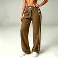 thumbnail image 2 of Bxsruta Women Track Pants Drawstring Elastic Waist Wide Leg Lounge Running Training Trousers, 2 of 8