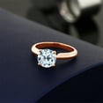 thumbnail image 3 of Gem Stone King 2.50 Ct Round Sky Blue Topaz 18K Rose Gold Plated Silver Engagement Ring, 3 of 4