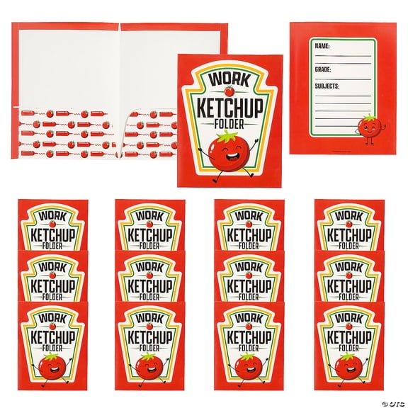 9 1/2" x 12" Classroom Work Ketchup Cardstock Pocket Folders – 12 Pieces
