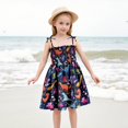 thumbnail image 2 of Robes pour Filles Bébé Tout-Petits Filles Été Imprimé Floral Robe à Bretelles Légère Décontractée avec Attaches Réglables pour Plage Robes Tout-Petits Bleu Foncé 3 Ans-4 Ans, 2 of 4