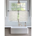 thumbnail image 3 of Sheer Curtains 45 Inch Length 2 Panels Set for Kitchen, Cream Moire Semi Sheer Curtains for Windows, Water Ripple Stripe Farmhouse Voile Window Treatments Rod Pocket Curtain, 3 of 7