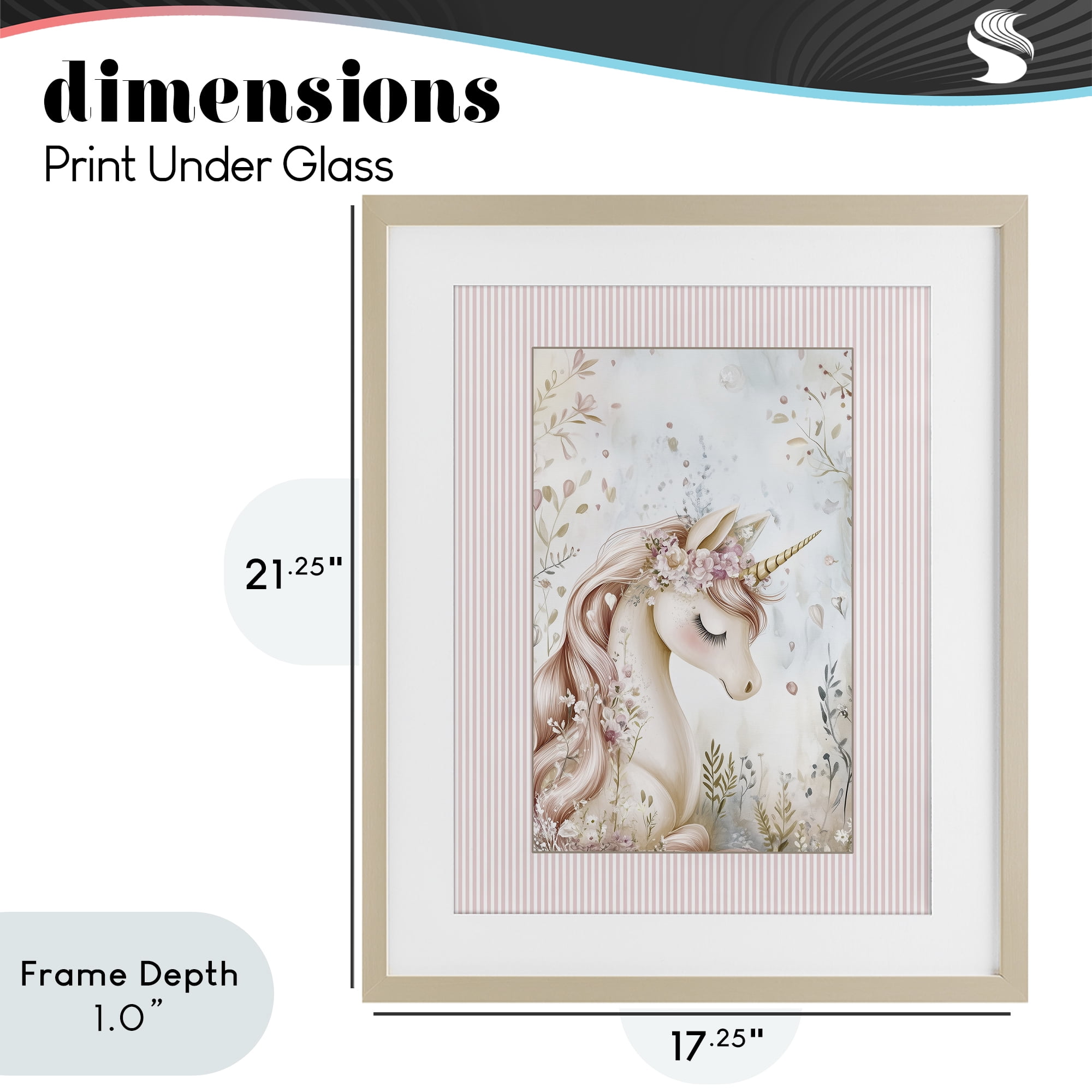 Stupell Industries Enchanted Dreams Unicorn Birch Framed Print Under Glass, design by Christine Simpson Art