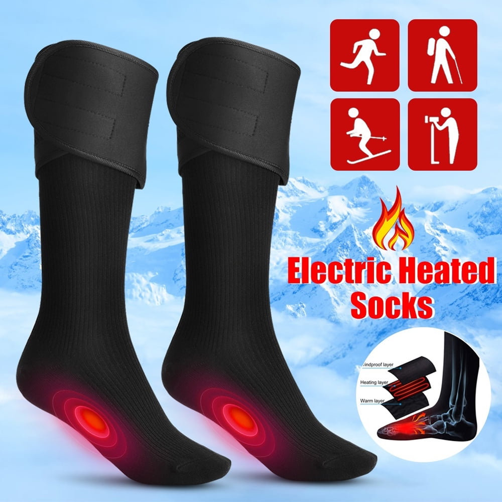 2019 Chargable Battery Electric Heated Socks Boot Feet Warmer Winter Outdoor UK 