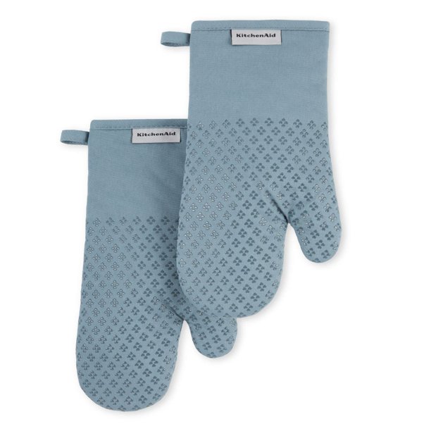 Juego de guantes de cocina KitchenAid Asteroid, azul niebla, 7 x 12,5 cm, 2 piezas