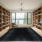 Basenebt Frame ODIKA 9'x12' Black Minimalist Bordered Frame Pile Washable Area Rug ...
