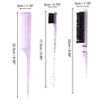 thumbnail image 2 of Unique Bargains 3pcs Women Durable Clear Rat Tail Comb for Curly Straight Wavy Wet Thin Hair ABS Clear Purple, 2 of 3
