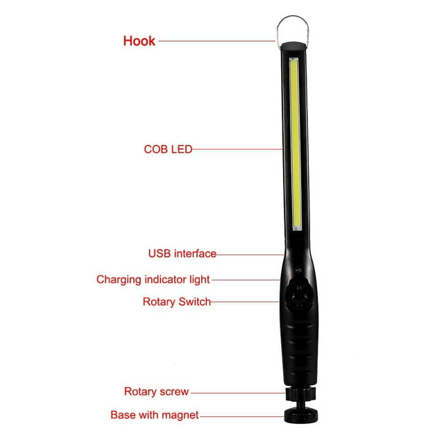 Linterna LED De Alto Brillo Portátil, 600lm, Luz De Antorcha Recargable Por USB Con Imán De Trabajo