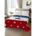 thumbnail image 2 of 4th of July Full Size Flat Sheet, Wrinkleproof & Fadeproof Cooling Flat Bed Sheet Only, Red White Blue Striped Independence Day Star Breathable Soft Bedding Top Sheets 81 x 96 Inches, 2 of 8