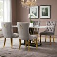 thumbnail image 5 of JESTOP Velvet Upholstered Nailhead Dining Chair Set of 2, Kitchen & Dining Room Chairs, Tufted Dining Chairs, Stainless Steel Plating Legs, 5 of 11