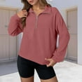 thumbnail image 4 of Fall Sweatshirts for Women 2025 Long Sleeve Quarter Zipper Collared Loose Plain Sweatshirt Pullover Tops, 4 of 8