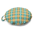 thumbnail image 1 of Geometric Round Floor Cushion with Handle, Repetitive Intricated Mosaic Pattern in Aqua Colors and Tangerine Tones, Pillow for Living Room & Dorms, 18" Round, Apricot Dark Seafoam, by Ambesonne, 1 of 4