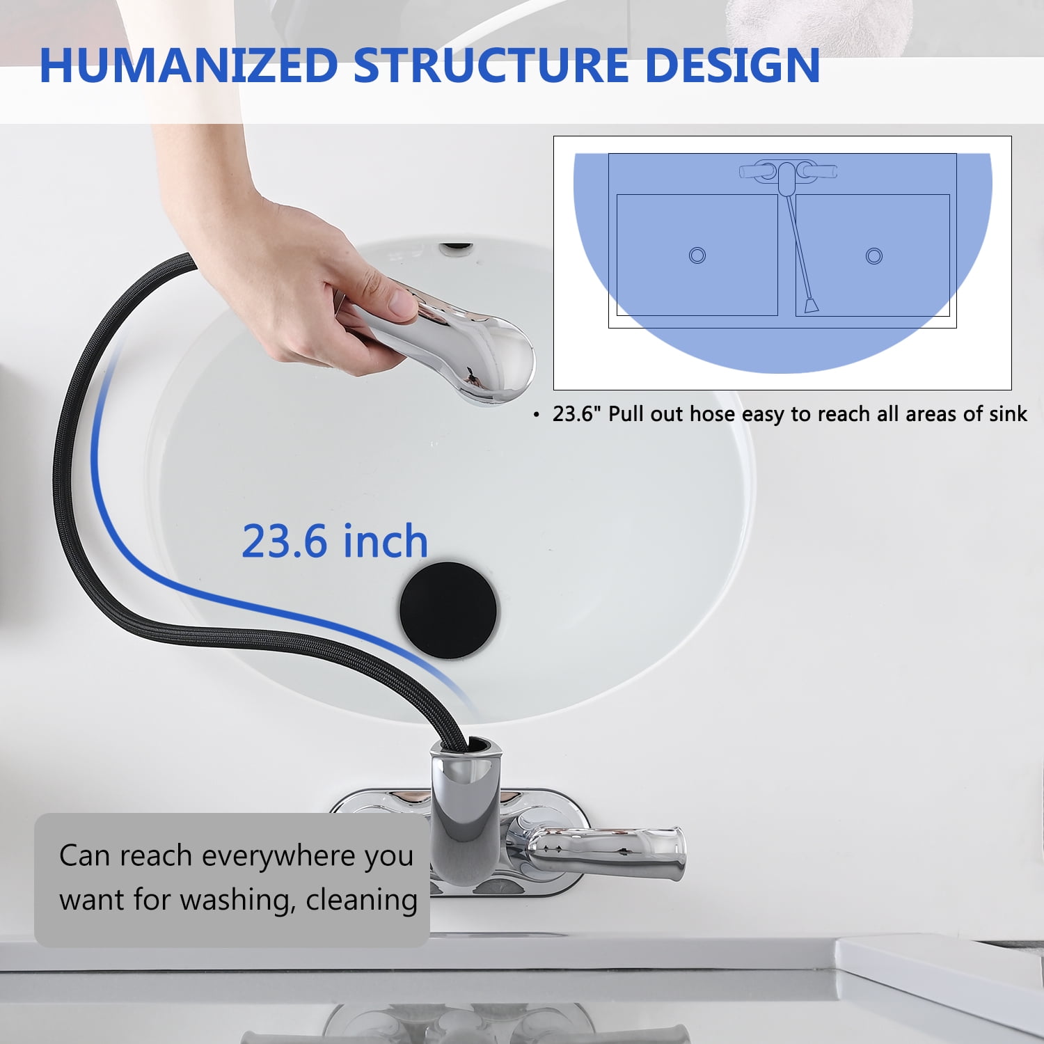 PROOX 4 in. Centerset Bathroom Sink faucet with Pull Out Sprayer Double Handles