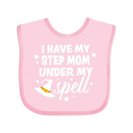 

Inktastic I Have My Step Mom Under My Spell with Cute Witch Hat Gift Baby Boy or Baby Girl Bib