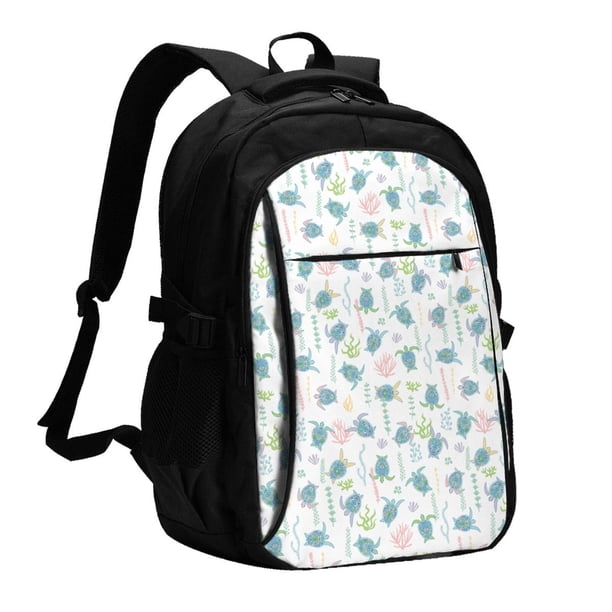 Balery Sea Turtle Mochila con carga USB para hombre y mujer - Mochila impermeable y antirrobo para laptop con puerto USB para viajes, trabajo