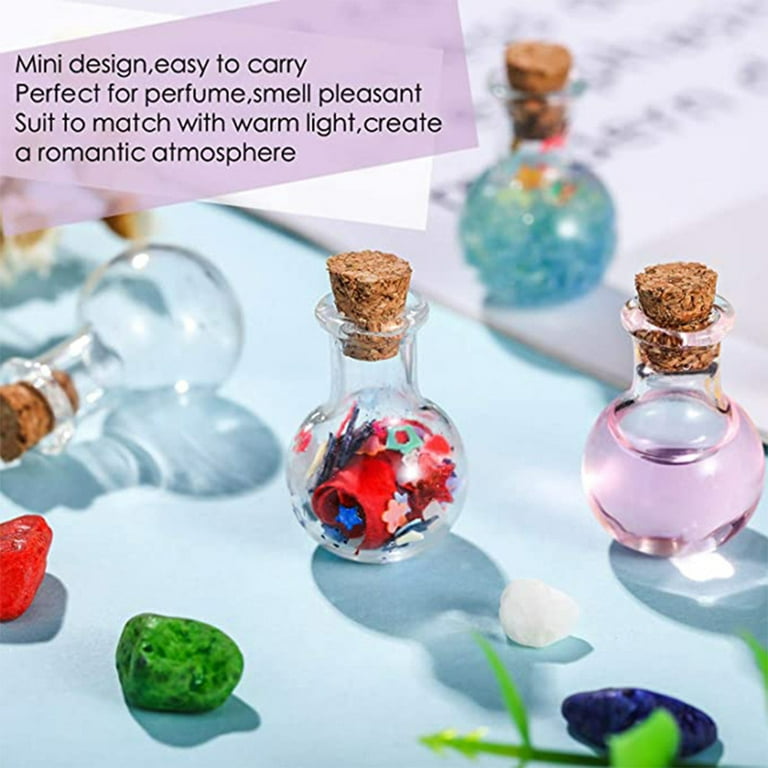 Decorative Glass Bottles with Cork Stoppers Round Glass Bottles Clear  Potion Bottles Glass Vase Bottles for Props DIY Decor