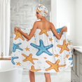 thumbnail image 5 of 3-Piece Bathroom Towel Set with Bath Towel, Quick-Dry Hair Cap and Hair Turban for Bath Yoga Beach Colorful Starfish Pattern, 5 of 6