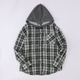 thumbnail image 2 of Women's Plaid Flannel Hoodie Shirt, Long Sleeve, Button Down, Oversized Boyfriend Style, Loose Fit, 2 of 5