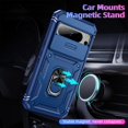 thumbnail image 2 of Design for Google Pixel 8 Pro Phone Case with Screen Protector Ring Holder Kickstand Heavy Duty Rugged Shockproof Military Grade Bumper Protective Cover for Women Men Girls 6.7 inch Blue, 2 of 14